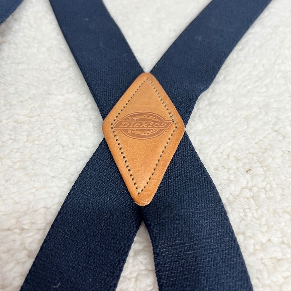 Dickies Men's Blue 1 1/2 inch Solid Straight Clip Adjustable X Back Suspender - Picture 1 of 2